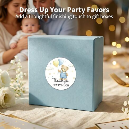 Thank You Beary Much Stickers 120PCS, Teddy Bear Baby Shower Thank You Stickers, Cute Party Favor Stickers for Favor Bags, Baby Boy Girl Shower, Small Business Packaging Labels (Blue) in Saudi Arabia