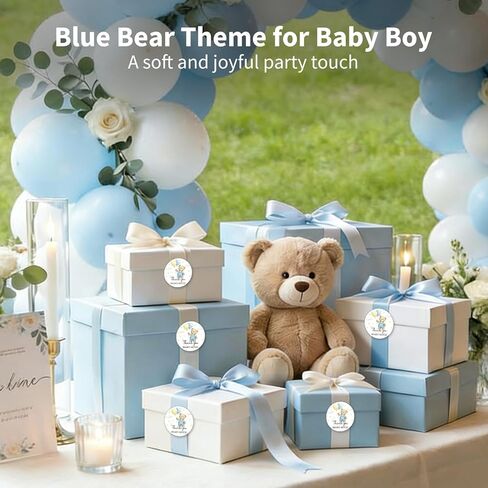 Thank You Beary Much Stickers 120PCS, Teddy Bear Baby Shower Thank You Stickers, Cute Party Favor Stickers for Favor Bags, Baby Boy Girl Shower, Small Business Packaging Labels (Blue) in Saudi Arabia
