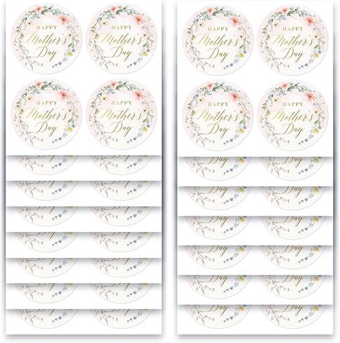Mobiusea Creation Wildflower Happy Mother’s Day Stickers | Large 2 inch | 60pcs Gold Foil Mothers Day Stickers, Envelope Seal Stickers & Gift Labels for Gifts, Cards, Party Favors & Decorations in Kuwait