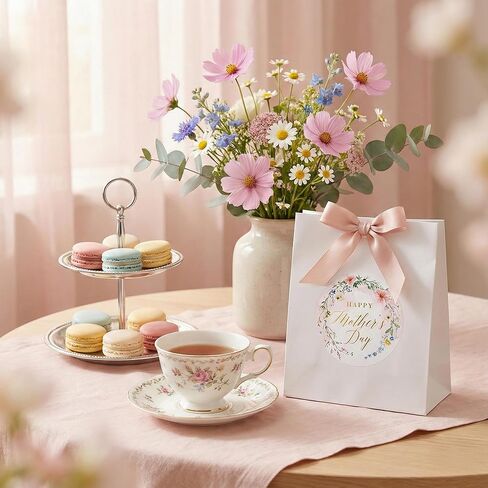 Mobiusea Creation Wildflower Happy Mother’s Day Stickers | Large 2 inch | 60pcs Gold Foil Mothers Day Stickers, Envelope Seal Stickers & Gift Labels for Gifts, Cards, Party Favors & Decorations in Kuwait