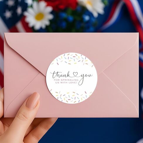 100PCS Colorful Baby Sprinkle Thank You Stickers, 2 Inch Round Labels, “Thank You for Sprinkling Us with Love" Favor Stickers for Baby Shower, Birthday Party, Wedding Favors, Envelopes & Gift Bags in Saudi Arabia