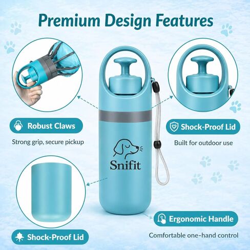 Dog Pooper Scooper for Large Small Dogs - Portable Eco-Friendly Lightweight Poop Scooper for Dogs, Mini Waste Picker for Lawn, Grass, Gravel, and Easy to Carry (7.4 x 2.8in) Blue in Saudi Arabia