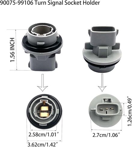 4 Pcs 90075-99106 Turn Signal Socket Holder, Light Lamp Bulb Plug Replacement Compatible with Toyota Avalon Corolla Echo Highlander Land Cruiser Sienna Solara Matrix Replaces 9007599106 in Kuwait