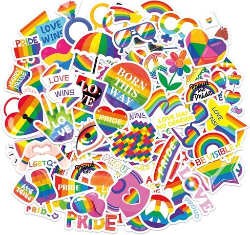 595 Pieces Pride Stickers Pack - Rainbow LGBT Decals for Water Bottle Laptop Planner LGBT Celebration Parades Home Decor Party Supplies in Saudi Arabia
