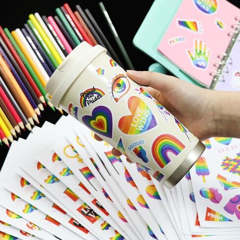 595 Pieces Pride Stickers Pack - Rainbow LGBT Decals for Water Bottle Laptop Planner LGBT Celebration Parades Home Decor Party Supplies in Saudi Arabia