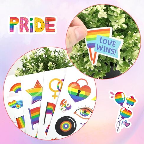595 Pieces Pride Stickers Pack - Rainbow LGBT Decals for Water Bottle Laptop Planner LGBT Celebration Parades Home Decor Party Supplies in Saudi Arabia