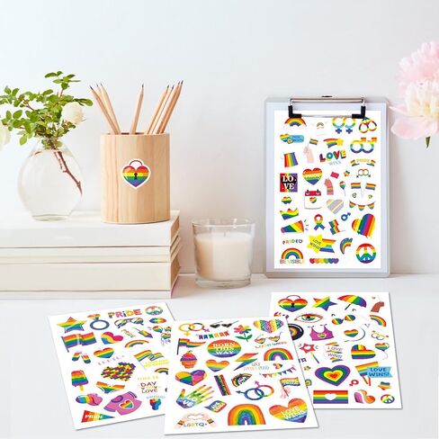 595 Pieces Pride Stickers Pack - Rainbow LGBT Decals for Water Bottle Laptop Planner LGBT Celebration Parades Home Decor Party Supplies in Saudi Arabia
