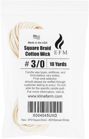 EFM Square Braid Cotton Candle Wick - #3/0 Wicking – Unwaxed, Raw Wick for Beeswax Candle Making in Saudi Arabia