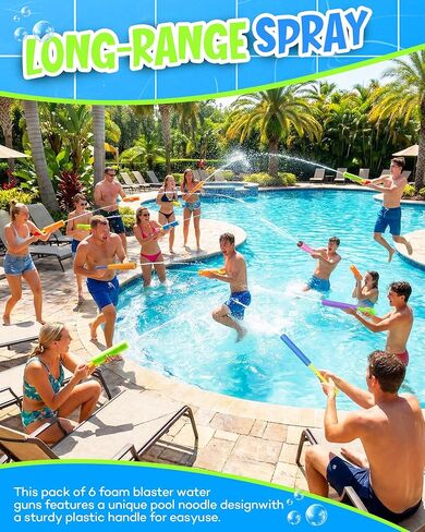 6-Pack Water Blaster Set, Summer Blasters Squirt Guns for Kids Outdoor Swimming Pool, Backyard, Beach Game Water Fighting Play Toys in Saudi Arabia
