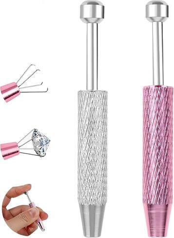 Bepisof 2pcs Stainless Steel 4-Claw Piercing Changing Tool,Flat Back Earring Tool Gem Tweezers Piercing Changing Tools Assistant Pen,Holder Piercing Tools for Changing Jewelry/Tiny Object（Pink/Blue） in Saudi Arabia