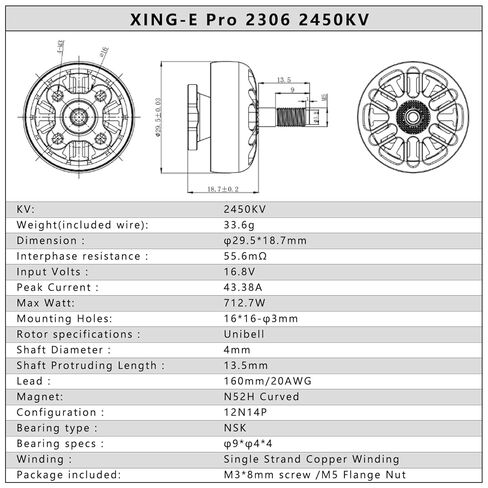 محرك iFlight 4pcs XING-E Pro 2306 1700KV FPV بدون فرشاة 6S لطائرة السباق بدون طيار FPV Quadcopter in Saudi Arabia