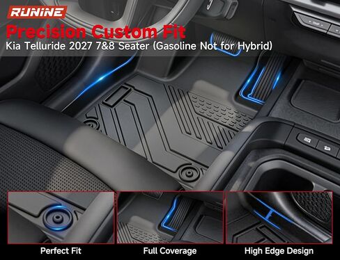 Floor Mats for 2027 Kia Telluride Gas Only (Not for Hybrid) 7&8 Seater TPE Custom Car Floor Mats Full Set Trunk Mat with Backrest Mat All Weather 2027 Kia Telluride Accessories in Saudi Arabia