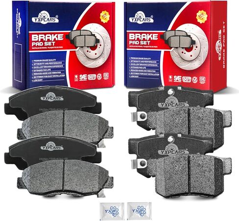 Front and Rear Ceramic Disc Brake Pads Set Replacement for Honda Civic 2002 2003 2004 2005 2006 2007 2008 2009 2010 2011 Accord 1998-2002, for Acura El 2001-2005 in Kuwait