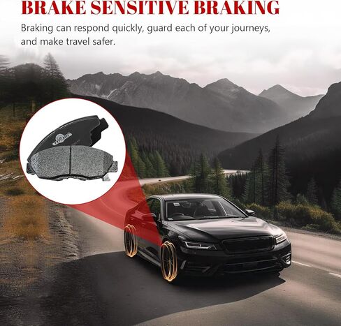 Front and Rear Ceramic Disc Brake Pads Set Replacement for Honda Civic 2002 2003 2004 2005 2006 2007 2008 2009 2010 2011 Accord 1998-2002, for Acura El 2001-2005 in Kuwait