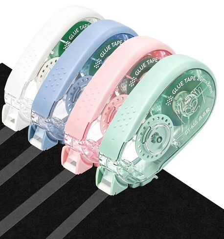 4 Pack Scrapbook Tape, 0.3IN x 65FT Extended Double Sided Tape Roller for Crafts, Residue-Free Adhesive Glue Runner for Paper Arts, Journal Scrapbook Supplies, School Office Supplies for Adults in Saudi Arabia