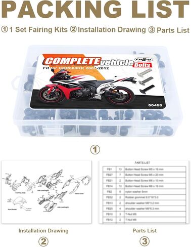 Full Sets Fairing Bolts Kit Compatible with CBR600RR CBR 600 RR 2007-2012 CBR 600RR Complete Fairing Cowling Screws Mounting Bolt Cowling Screw Nut Fasteners Accessories in Kuwait