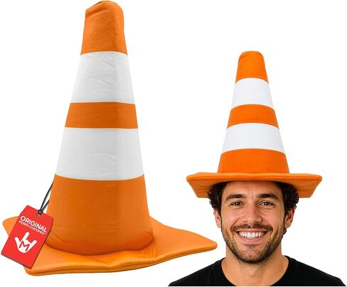 Nicky Bigs Novelties Adult Orange Traffic Cone Hat - Road Construction Cones Hat - Funny Unisex Halloween Costume Accessory Headwear in Saudi Arabia