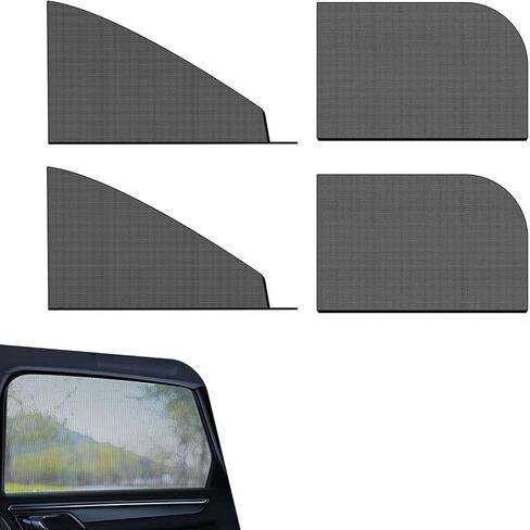 4 PCS Car Side Window Shade, Sun Protection & Heat Blocking Shield for Baby, One-way View & Prevention Fallen Leave Curtain, Ventilated Cover for Front and Rear Windows (Black) in Kuwait