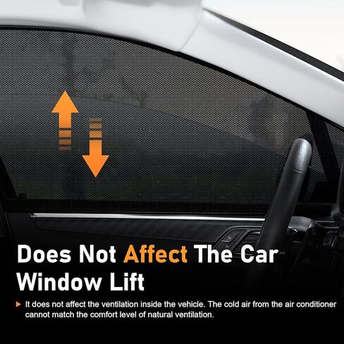 4 PCS Car Side Window Shade, Sun Protection & Heat Blocking Shield for Baby, One-way View & Prevention Fallen Leave Curtain, Ventilated Cover for Front and Rear Windows (Black) in Kuwait