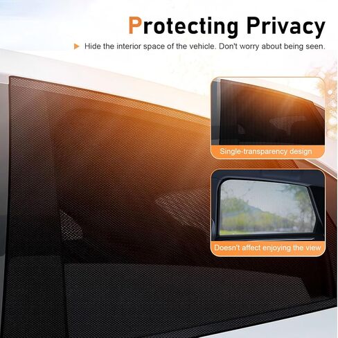 4 PCS Car Side Window Shade, Sun Protection & Heat Blocking Shield for Baby, One-way View & Prevention Fallen Leave Curtain, Ventilated Cover for Front and Rear Windows (Black) in Kuwait