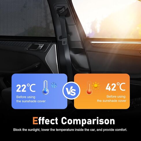 4 PCS Car Side Window Shade, Sun Protection & Heat Blocking Shield for Baby, One-way View & Prevention Fallen Leave Curtain, Ventilated Cover for Front and Rear Windows (Black) in Kuwait