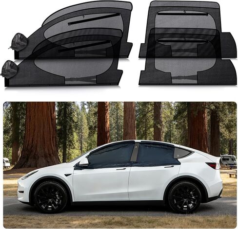 ZATOOTO Tesla Model Y ظل نافذة السيارة للنافذة الجانبية 2020-2024 4 حزمة شاشة نافذة السيارة للتخييم ظلة مغناطيسية ملائمة للنموذج Y قابلة للإزالة مقاومة للشوائب وشبكة قابلة للتنفس للأشعة فوق البنفسجية لرحلة عائلية in Kuwait