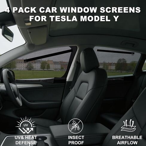 ZATOOTO Tesla Model Y ظل نافذة السيارة للنافذة الجانبية 2020-2024 4 حزمة شاشة نافذة السيارة للتخييم ظلة مغناطيسية ملائمة للنموذج Y قابلة للإزالة مقاومة للشوائب وشبكة قابلة للتنفس للأشعة فوق البنفسجية لرحلة عائلية in Kuwait
