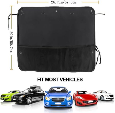 2 Pcs Car Sun Shade Side Window, Blackout Window Shade for Privacy with Storage Net Pockets, Universal Fit for Car & SUV, Easy Installation, Auto Curtains for Commute and Travel, Black in Kuwait