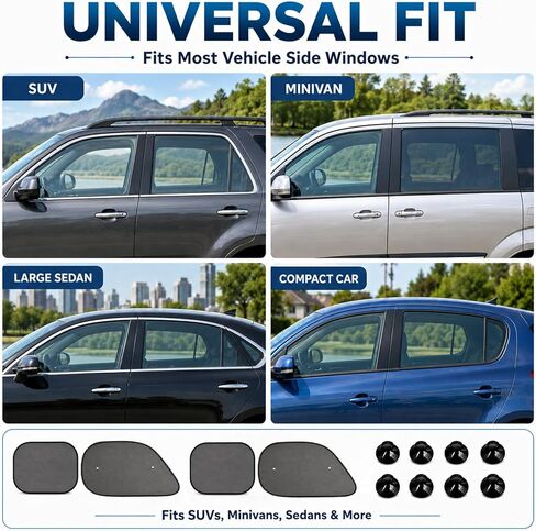 Pack 4 Window Shade for in Car,Car Window Shades,Car Shades for Side Windows,Sun Shade for Car Window,Car Window Shade for Can Block 99.98% of Ultraviolet Rays and are Suitable for Most in Saudi Arabia