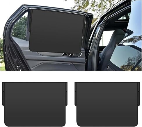 2PCS Car Window Sunshade, Magnetic Double Layer Glare Shield UV Ray Protection Vehicle Side Window Cover, Automotive Sunshade Blocker for Baby, Kids, Camping, Universal Fit (Rear) in Kuwait