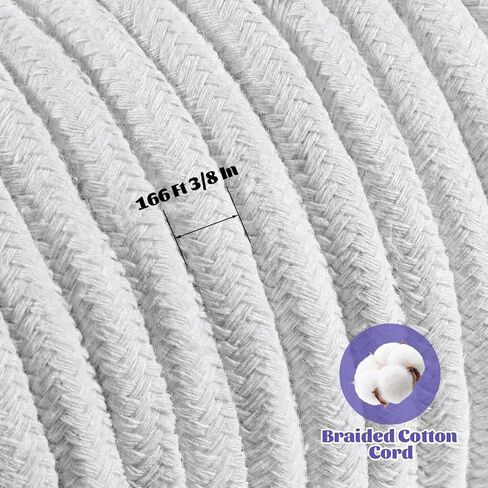 166 Ft 3/8 Inch Braided Cotton Rope, Natural Soft White Cotton Rope Utility for Clothesline, Swing, DIY, Baskets, Camping, Crafting, Flag Pole in Saudi Arabia