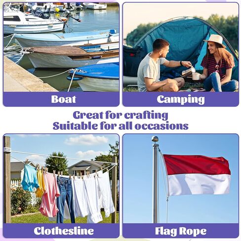 166 Ft 3/8 Inch Braided Cotton Rope, Natural Soft White Cotton Rope Utility for Clothesline, Swing, DIY, Baskets, Camping, Crafting, Flag Pole in Saudi Arabia