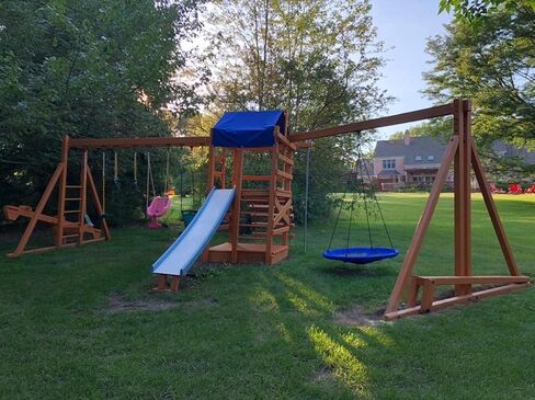 Playground Replacement Canopy, 58.5" x 182.5" Outdoor Swingset Shade Kids Playground Roof Canopy Waterproof Cover Snow Proof Tent Replacement Tarp Sunshade (Blue) in Saudi Arabia
