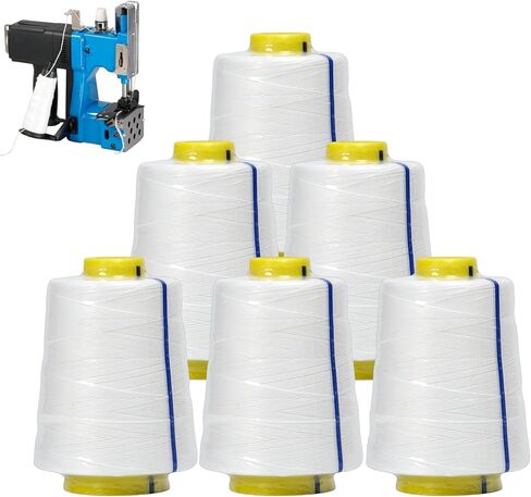 Heavy Duty Bag Sewing Machine Thread｜6-Ply Industrial Polyester Thread, 610M per Spool｜For Rice Bags, Canvas, Carpets & Leather Composite Bags (Sewing Machine Not Included) in Saudi Arabia