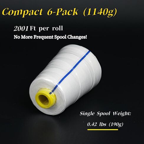 Heavy Duty Bag Sewing Machine Thread｜6-Ply Industrial Polyester Thread, 610M per Spool｜For Rice Bags, Canvas, Carpets & Leather Composite Bags (Sewing Machine Not Included) in Saudi Arabia