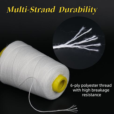 Heavy Duty Bag Sewing Machine Thread｜6-Ply Industrial Polyester Thread, 610M per Spool｜For Rice Bags, Canvas, Carpets & Leather Composite Bags (Sewing Machine Not Included) in Saudi Arabia
