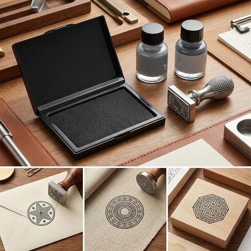 Black Stamp Pad Premium Quality Fingerprint Ink Pad Durable Lightweight All-Purpose Felt Pads for Crafting Office Works with Clear Rubber Stamps in Saudi Arabia