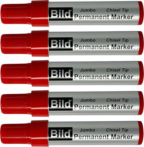 Bild Jumbo Permanent Markers, Chisel Tip, Red, Waterproof Quick-Drying Ink, Extra Large Thick Wide Tip for Cardboard, Posters, Shipping Boxes (Red) in Saudi Arabia