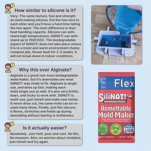Remeltable Silicone Free Mold Maker Kit 48 oz. | No Mix, Eco-Friendly, Non-Toxic, Food-Contact Safe for Plaster, Resin molds, epoxy, Chocolate, Wax, soap molds in Saudi Arabia