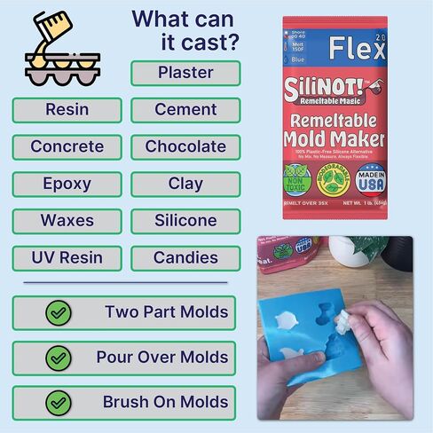Remeltable Silicone Free Mold Maker Kit 48 oz. | No Mix, Eco-Friendly, Non-Toxic, Food-Contact Safe for Plaster, Resin molds, epoxy, Chocolate, Wax, soap molds in Saudi Arabia