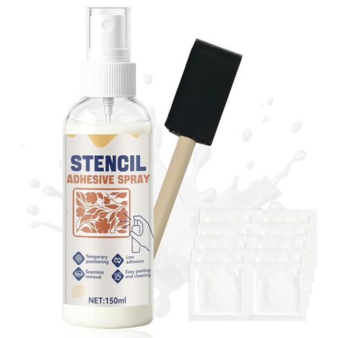 Stencil Adhesive Spray, Temporary Adhesive Spray Multi-Purpose Light Viscous Easy to Peel and Clean Seamless Removal for Templates Plastic Products Walls Canvas Wood Glass in Saudi Arabia