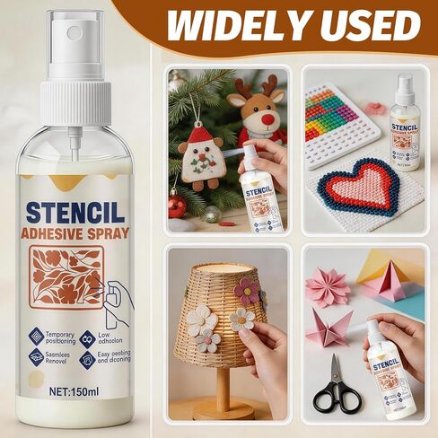 Stencil Adhesive Spray, Temporary Adhesive Spray Multi-Purpose Light Viscous Easy to Peel and Clean Seamless Removal for Templates Plastic Products Walls Canvas Wood Glass in Saudi Arabia