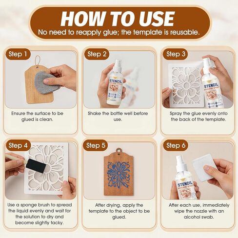 Stencil Adhesive Spray, Temporary Adhesive Spray Multi-Purpose Light Viscous Easy to Peel and Clean Seamless Removal for Templates Plastic Products Walls Canvas Wood Glass in Saudi Arabia