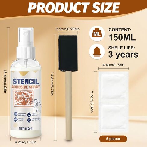 Stencil Adhesive Spray, Temporary Adhesive Spray Multi-Purpose Light Viscous Easy to Peel and Clean Seamless Removal for Templates Plastic Products Walls Canvas Wood Glass in Saudi Arabia