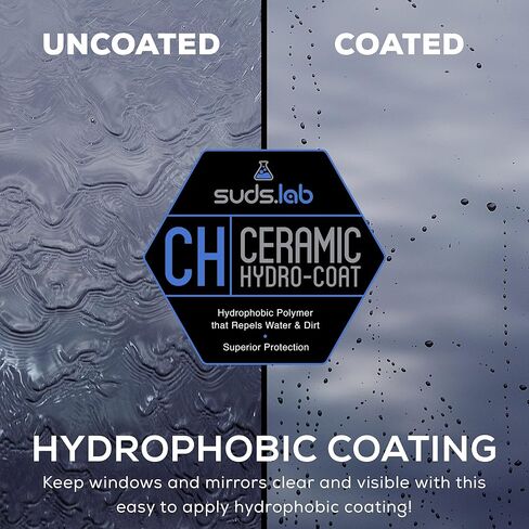 Suds Lab CH معطف مائي من السيراميك، مانع تسرب السيارة كاره للماء، رذاذ منشط بالماء، معالجة نهائية طاردة للماء والأوساخ سهلة الاستخدام لجميع المركبات، لمعان عالي اللمعان خالٍ من البقع 32 أونصة. in Kuwait