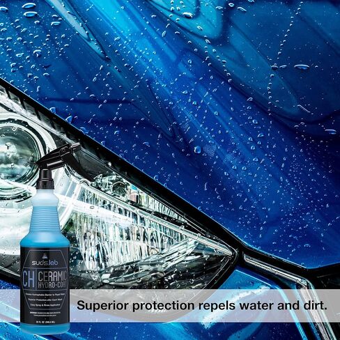 Suds Lab CH معطف مائي من السيراميك، مانع تسرب السيارة كاره للماء، رذاذ منشط بالماء، معالجة نهائية طاردة للماء والأوساخ سهلة الاستخدام لجميع المركبات، لمعان عالي اللمعان خالٍ من البقع 32 أونصة. in Kuwait