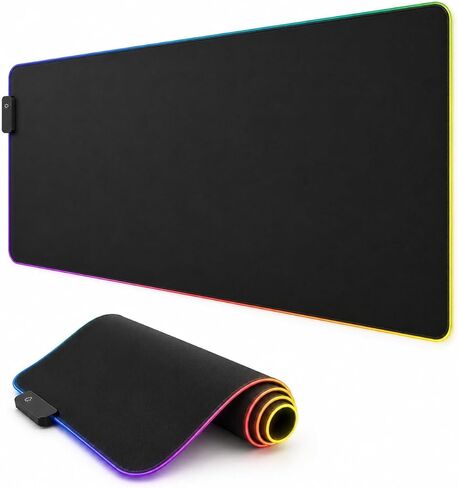 لوحة ماوس ألعاب RGB، لوحة ماوس كبيرة مقاس 31.5 × 11.8 بوصة للمكتب، 13 وضع إضاءة، قاعدة مطاطية غير قابلة للانزلاق، مقاومة للماء، لاستخدام ألعاب الكمبيوتر المحمول والمكتب in Kuwait
