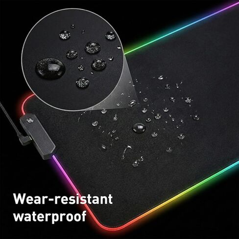 لوحة ماوس ألعاب RGB، لوحة ماوس كبيرة مقاس 31.5 × 11.8 بوصة للمكتب، 13 وضع إضاءة، قاعدة مطاطية غير قابلة للانزلاق، مقاومة للماء، لاستخدام ألعاب الكمبيوتر المحمول والمكتب in Kuwait