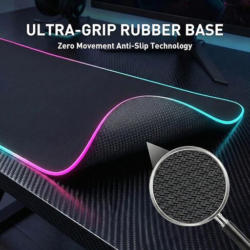 لوحة ماوس ألعاب RGB، لوحة ماوس كبيرة مقاس 31.5 × 11.8 بوصة للمكتب، 13 وضع إضاءة، قاعدة مطاطية غير قابلة للانزلاق، مقاومة للماء، لاستخدام ألعاب الكمبيوتر المحمول والمكتب in Kuwait