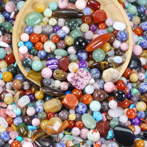 Mixed Natural Stone Beads for Jewelry Making, Assorted Gemstone Crystal Beads for DIY Crafts, Colorful Real Stone Beading Assortment Bead Bulk for Bracelets Earrings Necklace (0.3 Pounds) in Saudi Arabia
